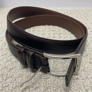 NWOT Torino Italian Embossed Calf Leather Belt Black W Brown Trim  Mens 40